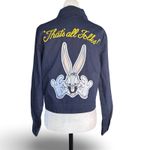 Looney Tunes Bugs Bunny Zip Jacket Navy Thats All Folks Cotton Cropped Small Photo 1