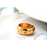 Boutique NEW Unisex Women’s Wide Gold Plated Simulated Diamond Star Ring 8mm Band Size 7 Photo 2