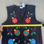 Vintage Ugly Christmas Ornaments Baubles Sweater Vest Bobbie Brooks XL Black Photo 5