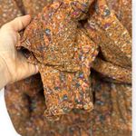 Elan  Ruffle Smocked Copper Paisley Print Alicia Top Long Sleeve Size S Photo 3