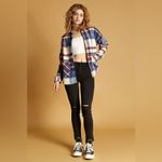 J.ING Jing Vintage Style Red White Blue Plaid Oversized Flannel Shacket NWT Size M Photo 1