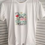 Drink Wine Christmas Shirt, Large White Photo 0