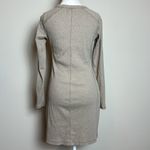 Everlane Organic Cotton Ribbed High Neck Long Sleeve Dress Heathered Beige Sz Sm Photo 4
