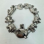 Vintage Noahs Ark Slider Charm Bracelet Silver Tone Fashion Jewelry Boat Animals Photo 0
