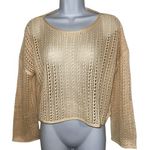 Anthropologie TALULAH Gorgeous Vanilla Open Knit L/S Crop Sweater Top NWOT Small Photo 0