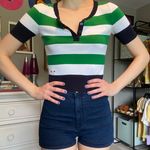 Converse One Star Striped Knitted Crop Top Photo 3