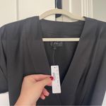 J.Crew NWT  Black Satin Crepe Holiday Wrap Dress Short Sleeve V Neck Photo 2