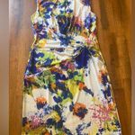 Maggie Boutique dress size 8 abstract floral faux wrap bright colorful 8… Photo 0