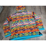 Bua/Bua Aztec Southwestern Bright Colored Thin Hooded Sweater Pullover Medium Photo 4