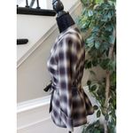 Signature by Larry Levine Jacket Womens Small Purple Plaid 3/4 Sleeve Tie Belted Photo 9