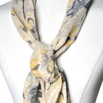 Abstract Leaf Print Silk Scarf Gray Green Yellow Kenneth Cole New York Photo 0