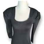 Vintage Marnie West Black Mini Dress Gathered Pleated Shoulders Long Sleeve Black Size XS Photo 3