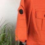 Anne Klein 100% Linen Button Orange Tangerine Utility Short Sleeve Jacket Top 8 Photo 2