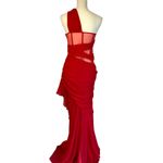 NBD  Christian Gown in Red Medium New Womens Long Maxi one shoulder formal Dress Photo 5