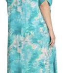 Johnny Was Calme Dress V-Neck Kaftan Maxi Turquoise Tie Dye Size Small / Medium Photo 2
