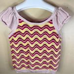 Kaily K Women's Size XL Iced Pink Zig Zag Crochet Pullover Sweater Cottagecore Photo 0