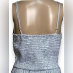 Japna  Blue White Pin Striped Embroidered Empire Waist Wide Leg Jumpsuit Size Med Photo 5