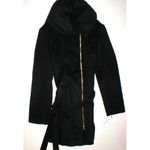 Cole Haan New NWT Womens Long  Coat Black Wool Walker Designer 16 Belt Shawl Work Photo 3