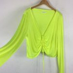 Good American Electric Lime V-Neck Ruched Drawstring Crop Top Plus Size 28 Photo 13
