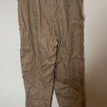 Eileen Fisher Brown 100% Linen Zipper Detail Cropped Pants Size Large Photo 5