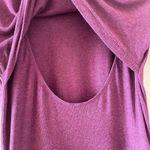 Heather Modal Trendy Burgundy Knit High Low Front Wrap Pleated Crewneck SZ S Purple Photo 13