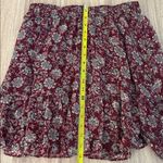 Loft New Dark Red Floral Tiered Mini Skirt Small Photo 4