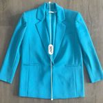 Alice + Olivia Shan Solid Oversized Satin Blazer - Ocean Blue - Size 4 Photo 13