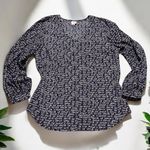 CAbi XL blouse I love you in different languages 100% polyester flowy navy blue Photo 0