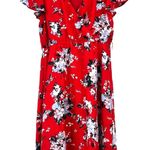 Modcloth Red Floral Dress Fits of Bliss Short Sleeve Dress NO BELT size large Photo 0