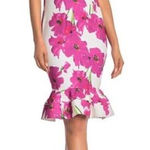 Trina Turk Floral Print Midi Dress Sheath Sleeveless Purple White Size 2 New Photo 0