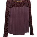 Cato Y2K Women Long Sleeve Top M Plum Velvet Burnout Floral Whimsigoth Romantic Photo 0