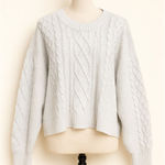 Hollister White Cable Knit Cropped Sweater L Photo 0