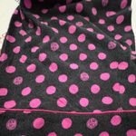 DKNY  Black Long Sleeve Button Up PJ Set With Hot Pink Logo Dots and Pockets- Photo 6