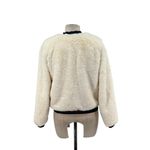 Lavender Brown  Cream Ivory Faux Fur Bomber Jacket Green‎ Red Trim Size XS Photo 5