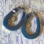 Handmade retro boho fairy hippie style unique sun & moon dangle earrings 🦋🌞💚🌙 Photo 2