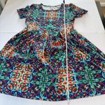 LuLaRoe  Colorful Floral Geometric‎ Pockets Stretch Amelia Dress Size 2XL Photo 6