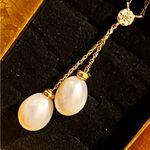 14K Gold Diamond & Pearl Lariet Necklace Photo 9