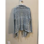 St. John knit crochet blue draped long sleeve cardigan sweater ruffle large Photo 3