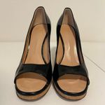 Giuseppe Zanotti women’s black leather peep toe Patent IT 37 cork platform heels Photo 1