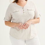 Croft & Barrow NWT - Elbow Sleeve Henley Top. Photo 0
