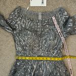 Mac Duggal 20252 Beaded Illusion Neck A-Line Midi Dress Platinum 4 Photo 7