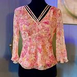 WD•NY Vintage Y2K WDNY Whimsical Mermaidcore Floral Silk Top Photo 2
