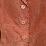 Vintage Terri Lewis Genuine Leather Scalloped Edge Jacket Pink Medium Photo 7