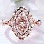 Shiny Zirconia Inlaid Ring Exquisite Flower Design Finger Ring Boho retro size 5 Pink Photo 0