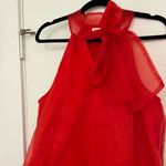 TCEC NEW Red Chiffon Dress with Tie Neck Photo 2