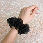 Black Crystal Organza Scrunchie Hair Tie Photo 3
