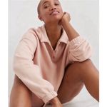 Aerie Cropped Polo Collared Sweatshirt Pink Size Medium  Photo 0