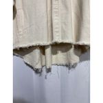 POL  Ivory Denim Jacket Frayed Raw Hem Star Applique Oversized Shacket L Photo 5