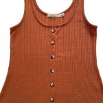 Liberty Love  Burnt Orange Sleeveless Knit Button Front Ribbed Tank Top SZ S Photo 3