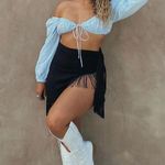 11th Statement Blue Long Sleeve Tie Front Top Photo 6